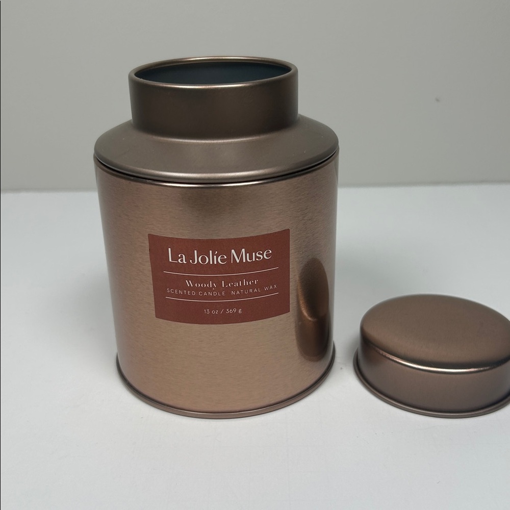 La Jolie Muse Luxury Woody Leather Scented Candle 13oz NEW